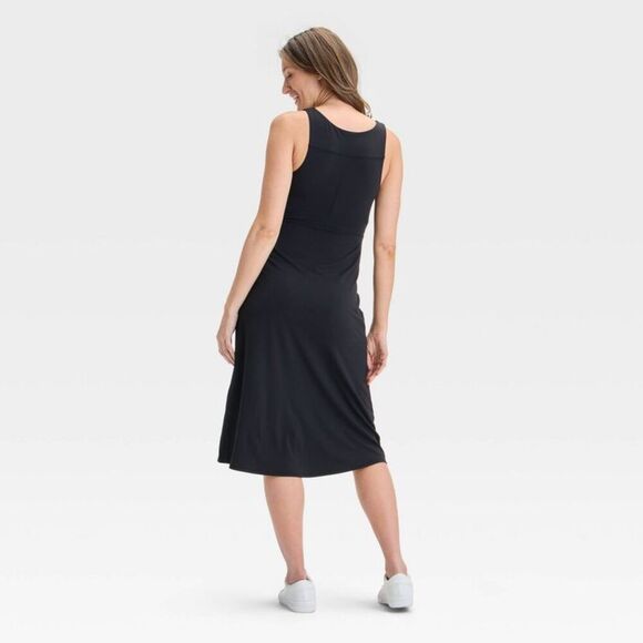 Slit Active Midi Maternity Dress - Isabel Maternit Black - Picture 2 of 3